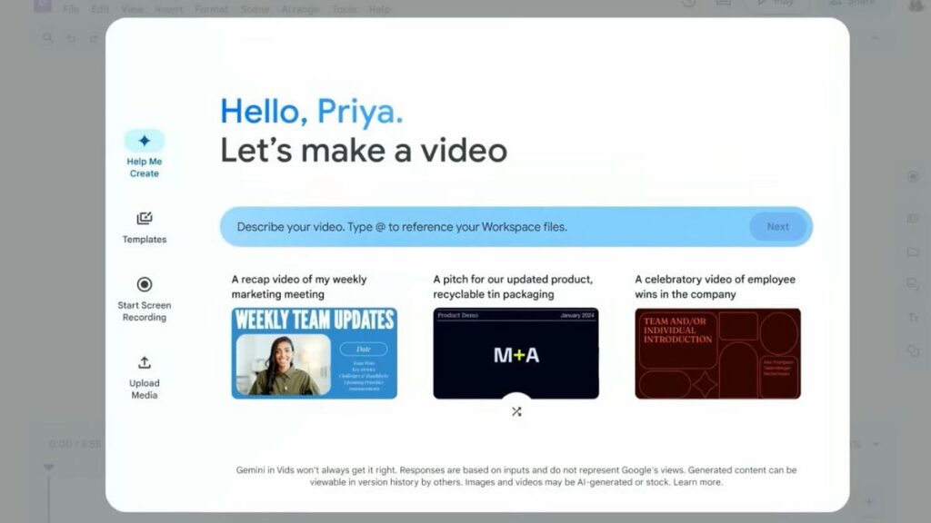 Google Vids Video Creation App Gets Updated With an AI Voiceovers Feature