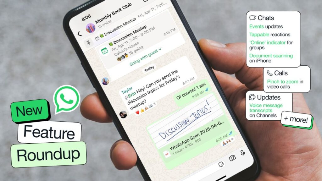 WhatsApp Rolls Out Tappable Reactions, Video Notes for Channels and Other Features for Android, iOS