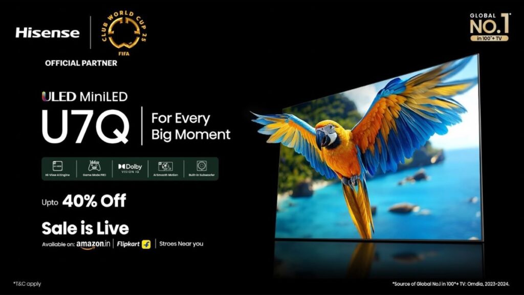 Hisense U7Q Mini-LED TV With 144Hz Gaming Support, Built-in Subwoofer Launched in India