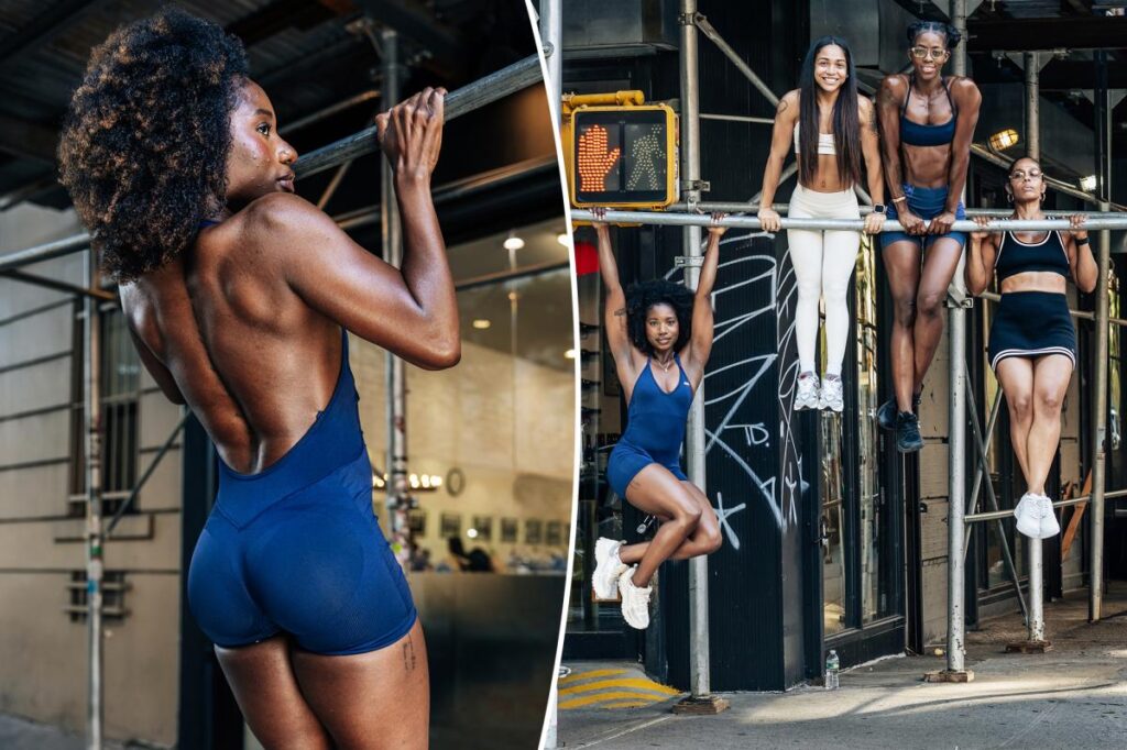 NYC women are doing pull-ups on scaffolding, streetlights and subway rails